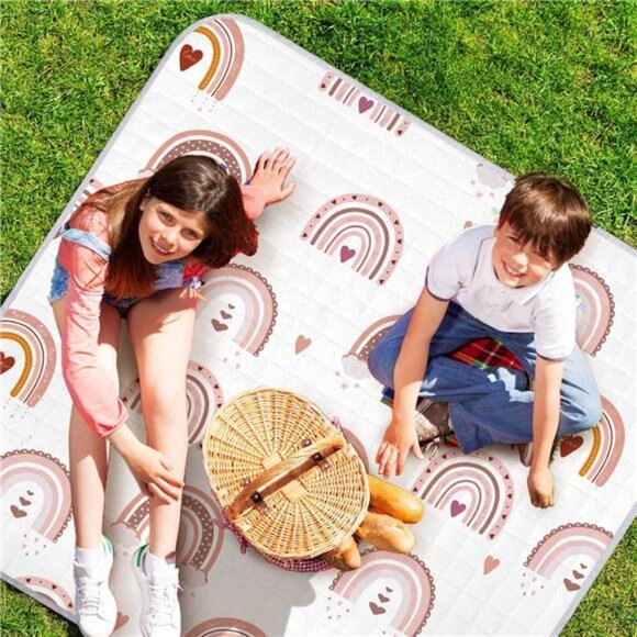 43 x 43 Inch Boho Baby Play Mat Portable Crawling Washable Foldable - Picture 6 of 7